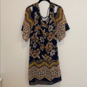 Navy-yellow floral dress